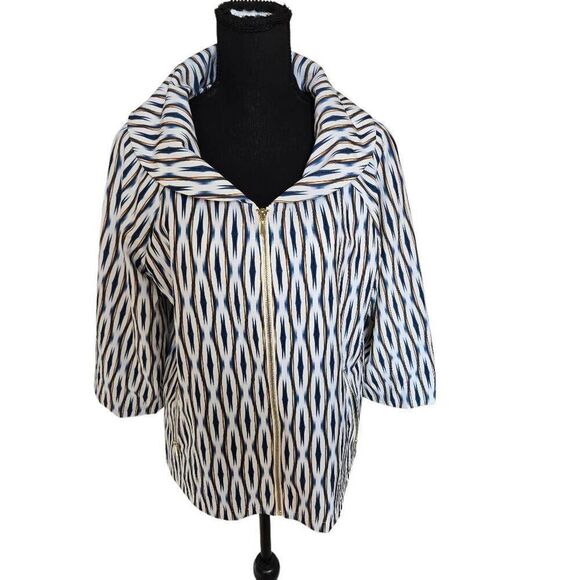 Chico's Zenergy Womens Zip Front Print Lined Jacket Size 1 Medium - Picture 1 of 11
